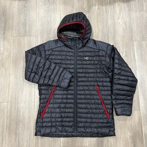 Arc'teryx Cerium SL Down Lightweight Hoody Jacket Dark Gray and Red Men's Large